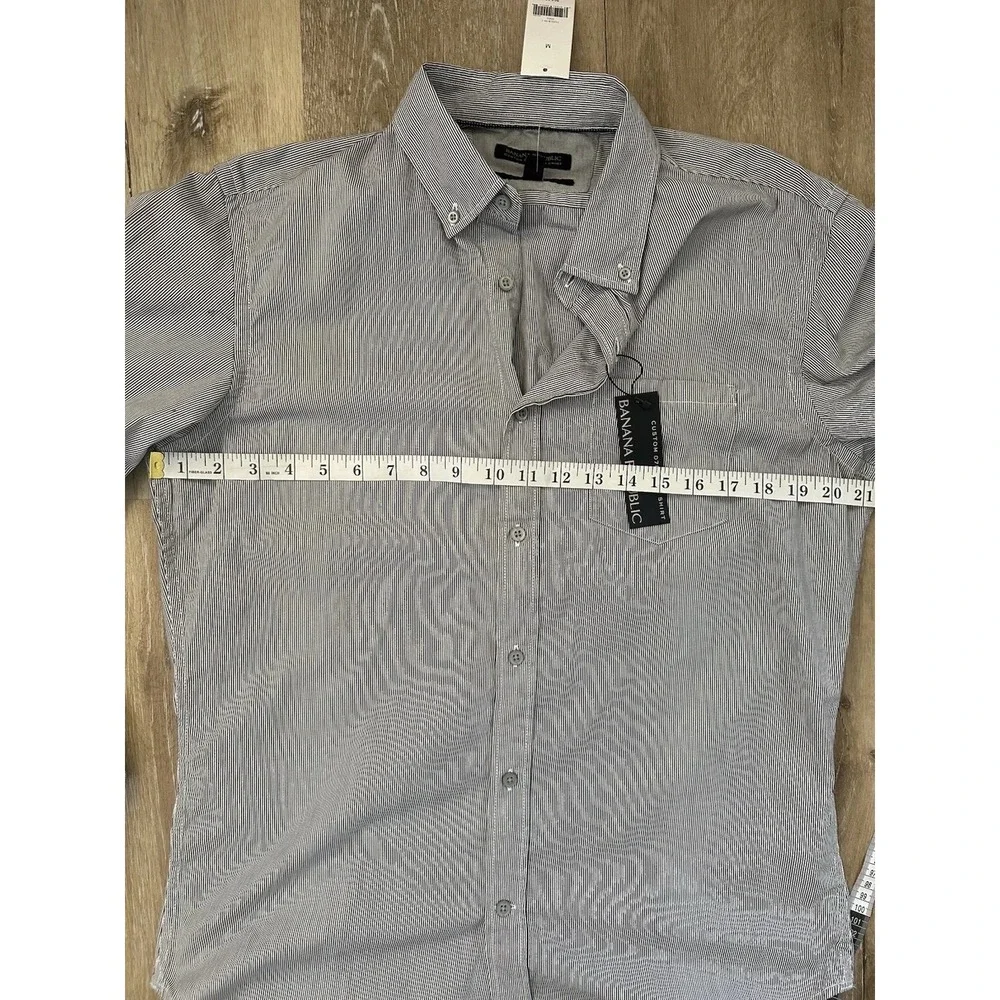 Banana Republic Custom 078 Wash Shirt Mens M Slim Fit Gray Stripe Cotton